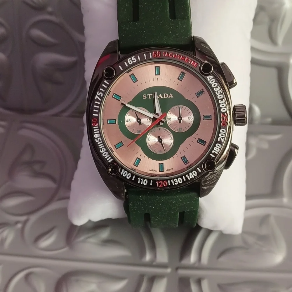 Strada Gold Dial with Green Strap Watch
